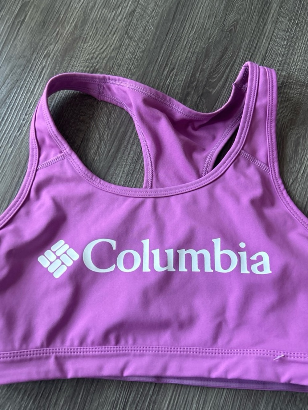 Columbia Pink/Purple Logo Racerback Sports Bra